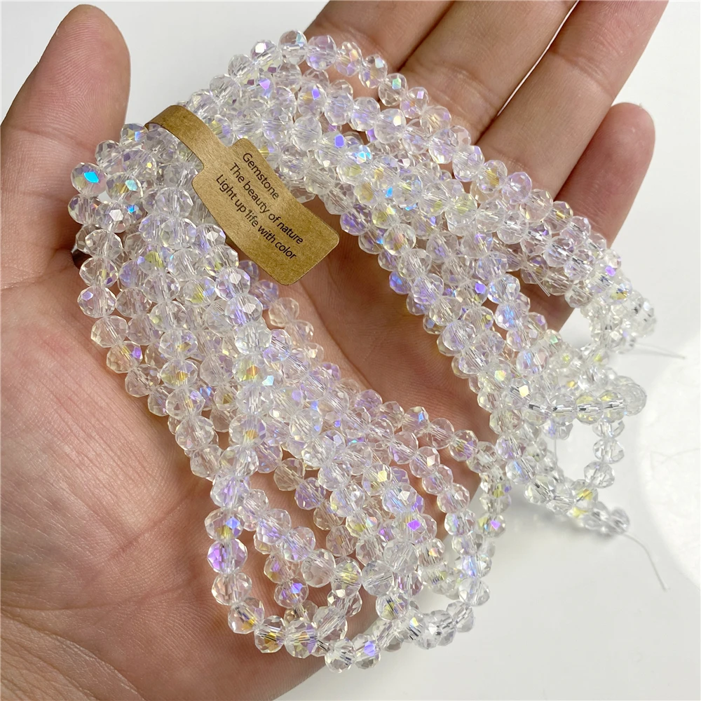 Wholesale 5 strand/lot Faceted Austrian Crystal Bead Rondelle Loose Spacer AB Color Glass Beads For Jewelry Making  Accessories