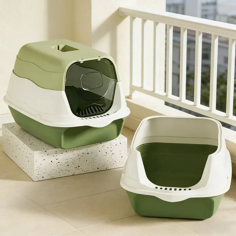 Vollständig geschlossene Katzentoilette mit großem Fassungsvermögen, auslaufsicher, aus Kunststoff, für Katzen, als Katzenklo, Sanitär-WC, Katzenbett.