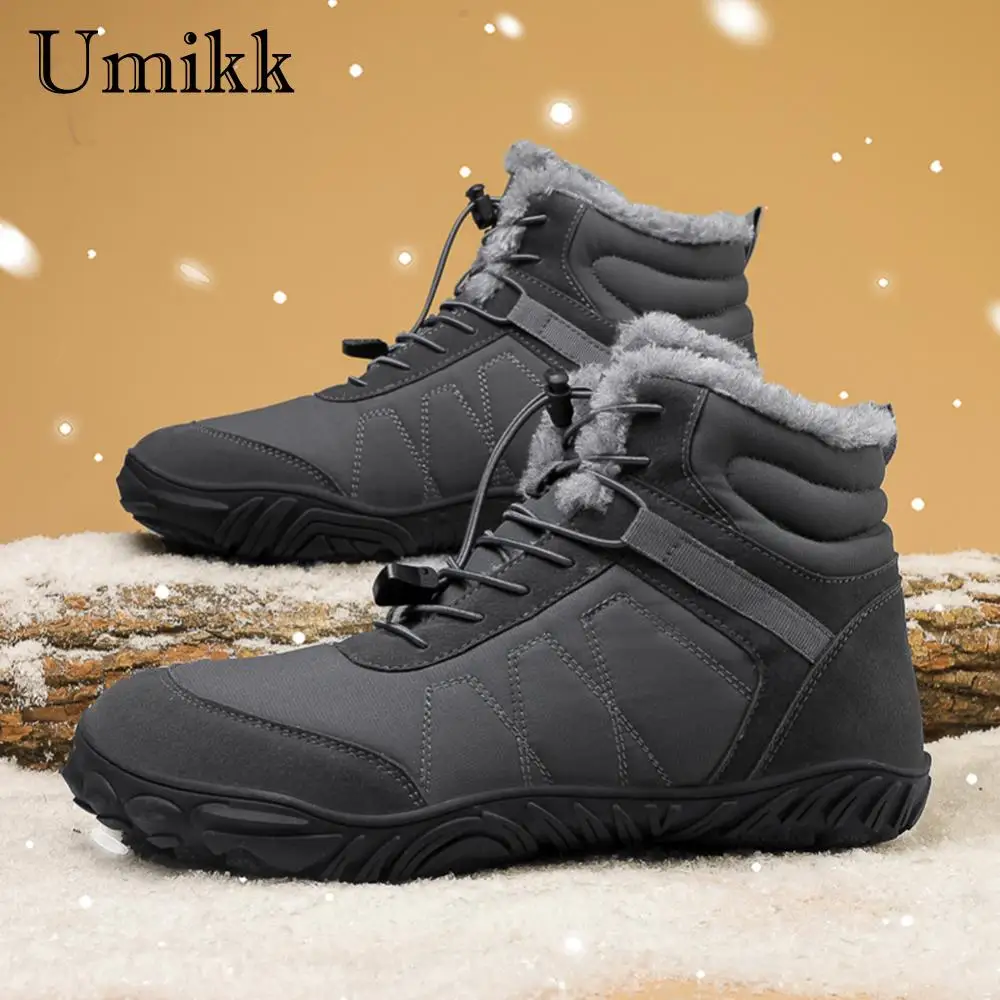 Winter Snow Boots Cold-Proof Trekking Shoes Anti Slip Wide Toe Box Ankle Booties Minimalist Five Finger Boots for Outdoor Travel