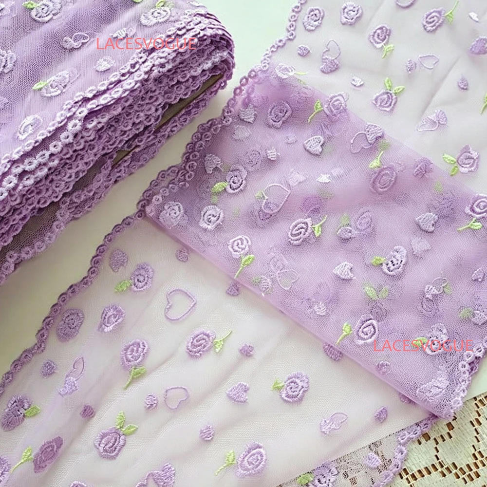 

32Yards 2026 New Exquisite Bilateral Purple Rose Mesh Embroidery Lace, Hair Accessories Bra Lace Accessories width 18CM