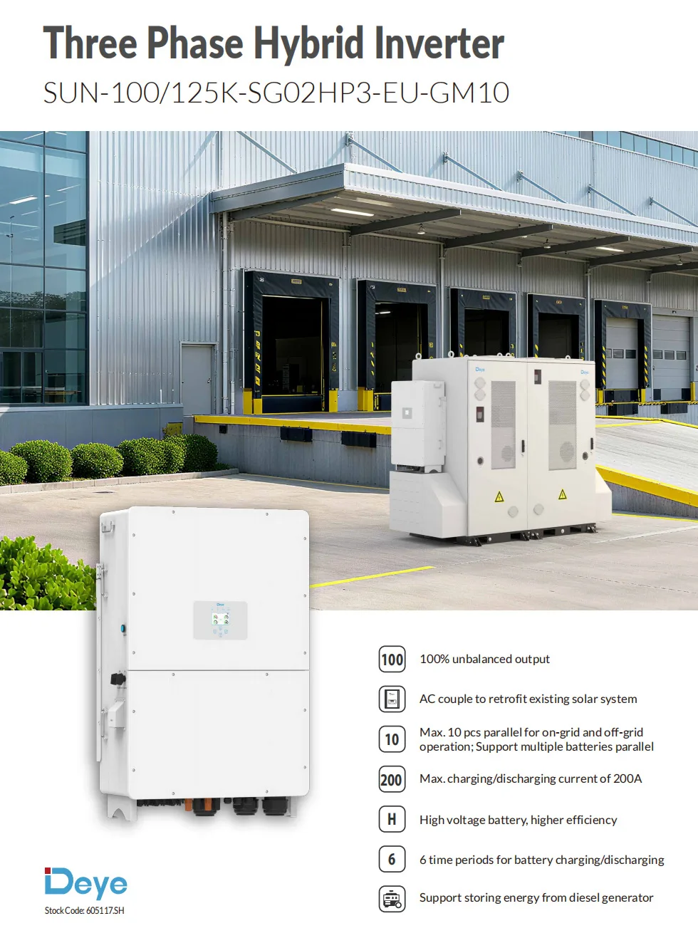 Factory Price 10 Onduleur Solaire Hybride 200A High Voltage deye 100kw 3 Phase Hybrid Inverter Shipped to Your Home