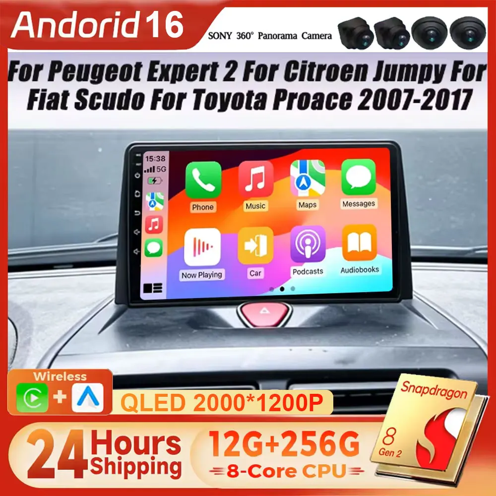 For Peugeot Expert 2 For Citroen Jumpy For Fiat Scudo For Toyota Proace 2007-2017 Navigation GPS Android Auto Car Radio Carplay