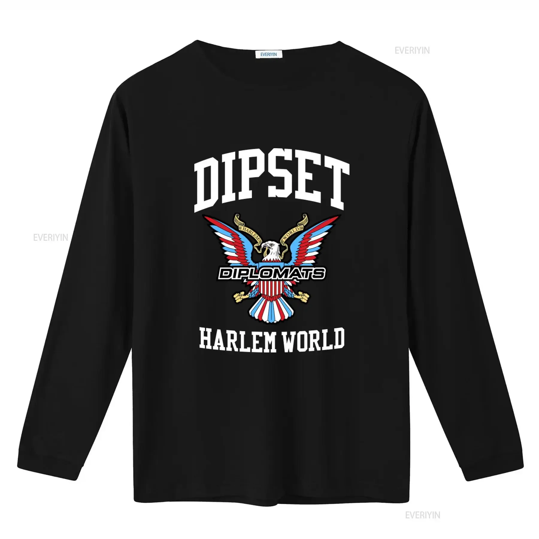 Dipset Diplomats Harlem World Black T Shirt with Eagle Print vintage Washed Versatile graphic Top For Everyday Wear fashion