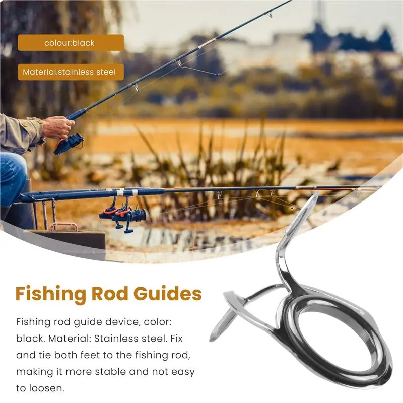

ABLB-40 Pcs/Set Fishing Rod Guides Tip 8 Sizes Pole Repair Kit Line Rings Eyes Set Rings Stainless Steel Frames