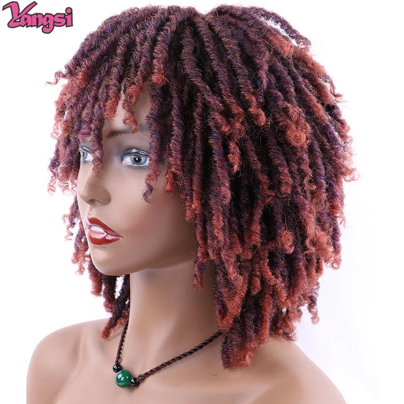 Short Braided Wigs 6 Inch African Halloween Costumes Curly Synthetic Hair Cosplay Wig Dreadlocs Afro Women's Wigs Daily Wear