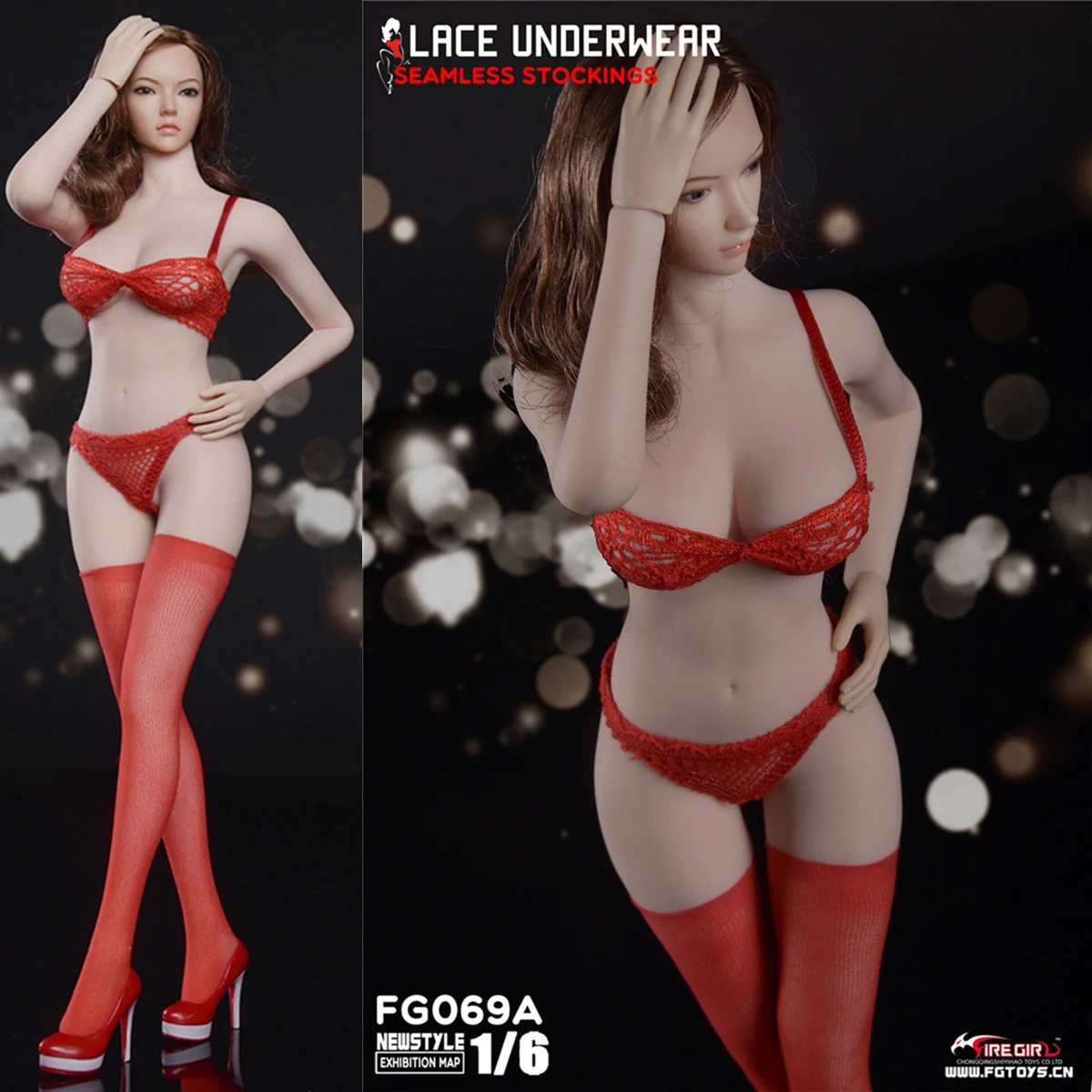 

1/6 Scale Female Seamless Stockings Lace Underwear Set For 12'' Action Figure Body DIY