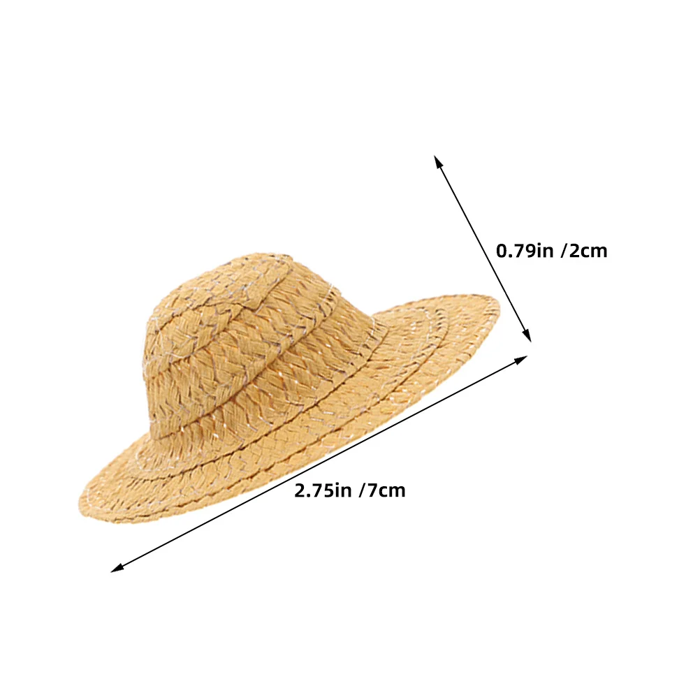 10Pcs Miniature Woven Hats Tiny Paper Straw Caps for DIY Crafts Handmade Mini Top Hats Accessories Photography Props 7cm