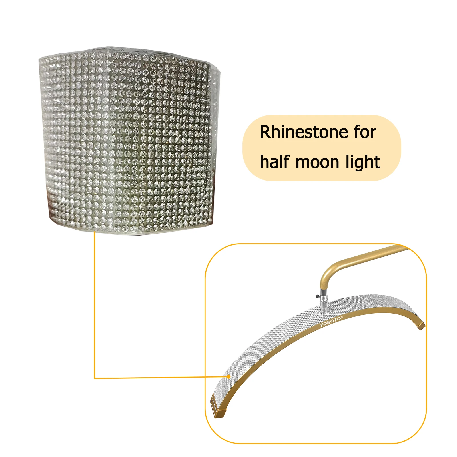 

Fusitu Half Moon Lamp Head Rhinestone Adhesive Drill Strips Patches Tape Glitter Crystal Diamond Sticker