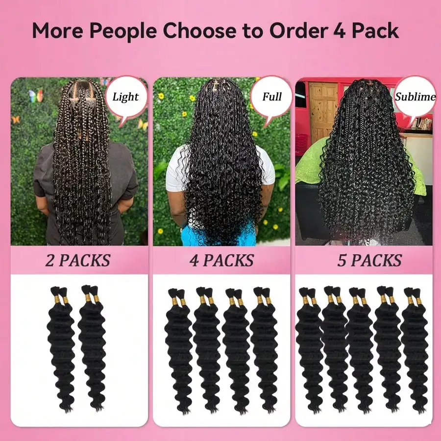 12A Curly Human Braiding Hair For Boho Braids Bulk Deep Wave Human Hair Brazilian Virgin Hair Bundles For Braiding No Weft Black image 5