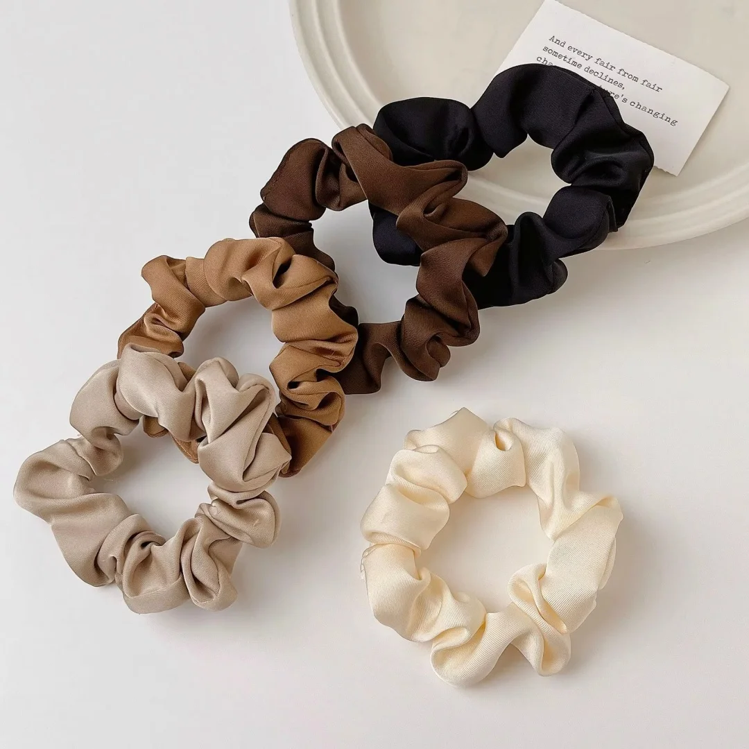 5PCS Satin Hair Scrunchie Exquisite Hair Tie Fabric Hair Elastic Women Ponytail Headband Fashion Korean French Hair Ring Jewelry view 6