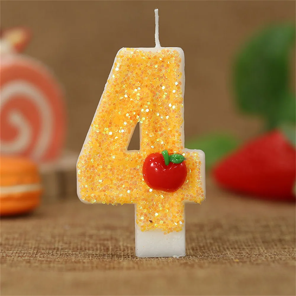 3D Apple Designed Digital Candle Cake Topper Number 0-9 Birthday Candle Decorations Happy Birthday Candles Anniversaries 