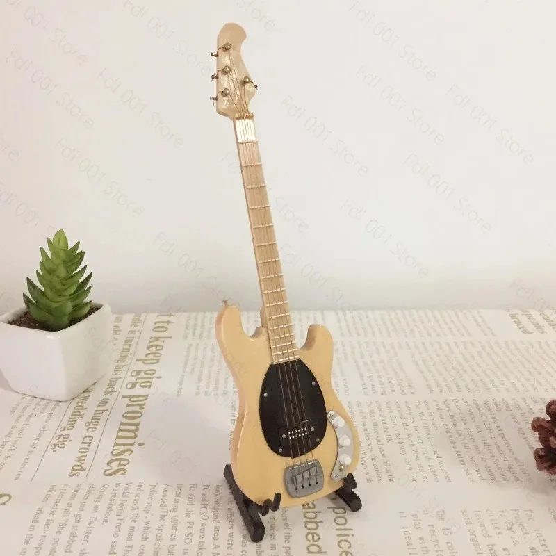 Letterable Handmade Wooden Electric Bass Electric Guitar Model Musical Instrument Model Ornament Birthday Gift