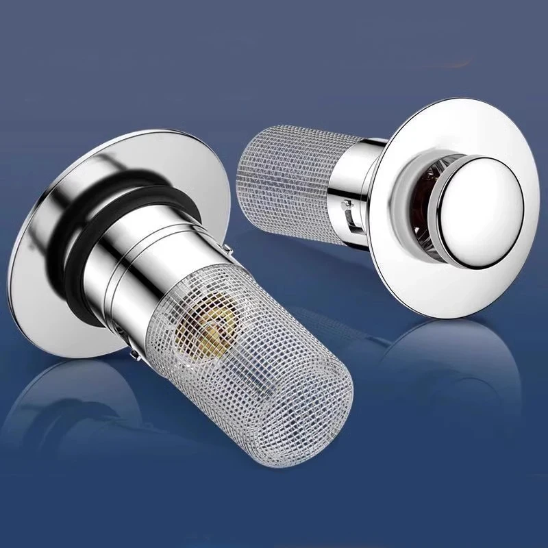 

1 шт., пробка для умывальника, нержавеющая сталь, защита от запаха, прыгающий сердечник, пресс-тип, слив для раковины, универсальный аксессуар для туалетной комнаты, кухни