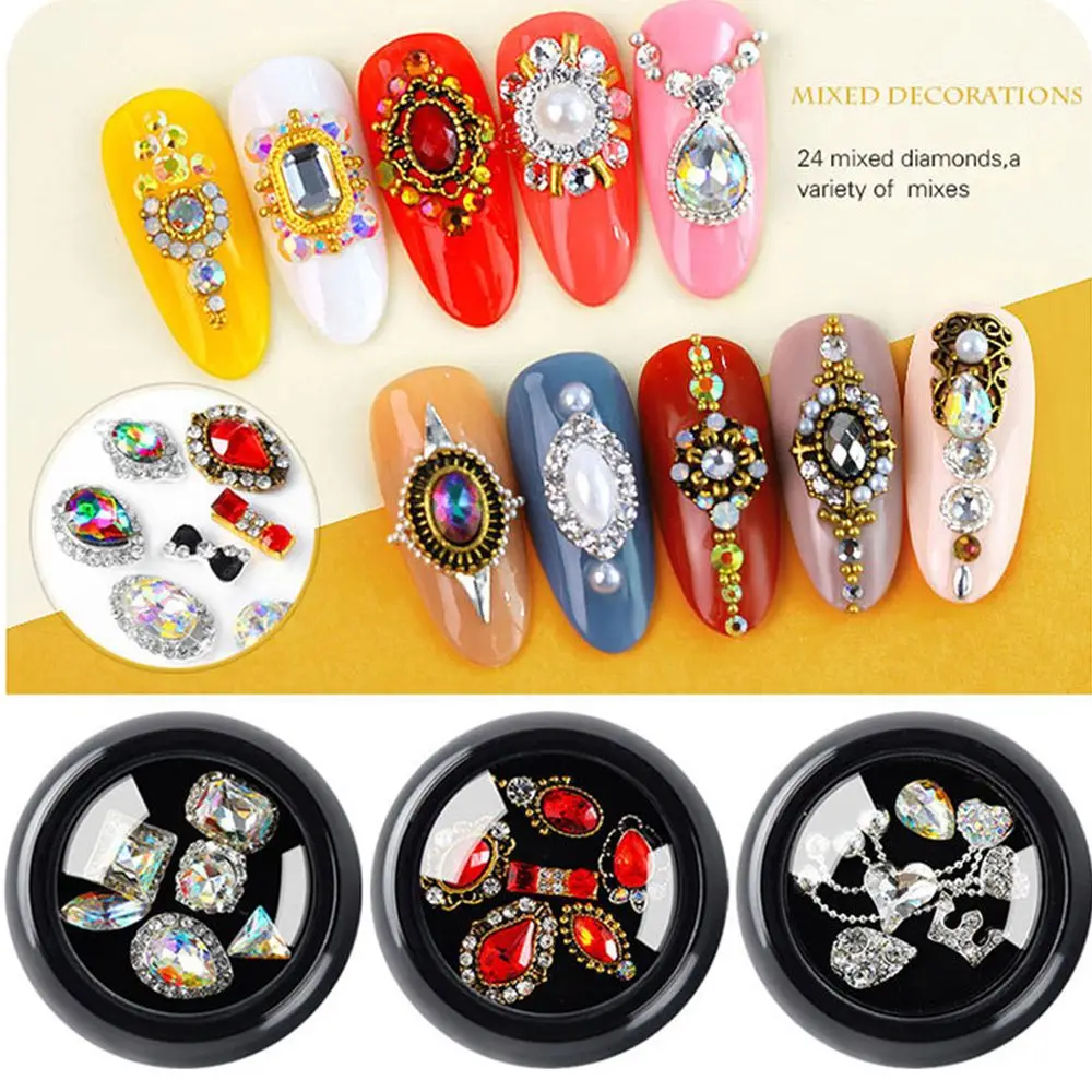 Wasser tropfen Tipps Bogen bunte Legierung Maniküre Steine achteckigen 3D-Charme Strass Schmuck Nagel Strass Nail Art Kristall