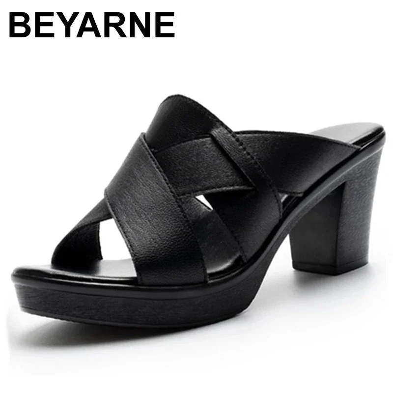 

New Fashion Sandals Women's Summer Slippers Wear Wild Slope with Non-slip Elegant Medium Thick Heels Platform Ladies Shoes