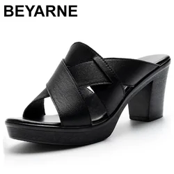 New Fashion Sandals  Women's Summer Slippers Wear Wild Slope with Non-slip Elegant Medium Thick Heels Platform Ladies Shoes