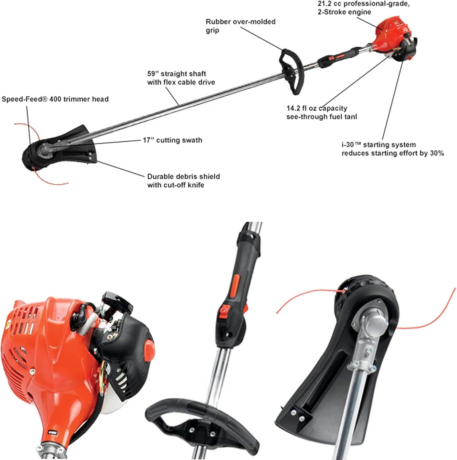 String Trimmer, 21.2CC, 17 In. Cut Width