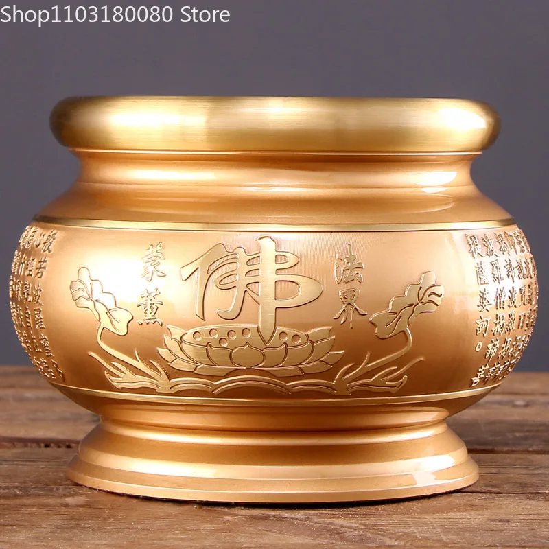 Exquisite Copper brass Heart Sutra incense burner Chinese Lotus censer Temple Home decor