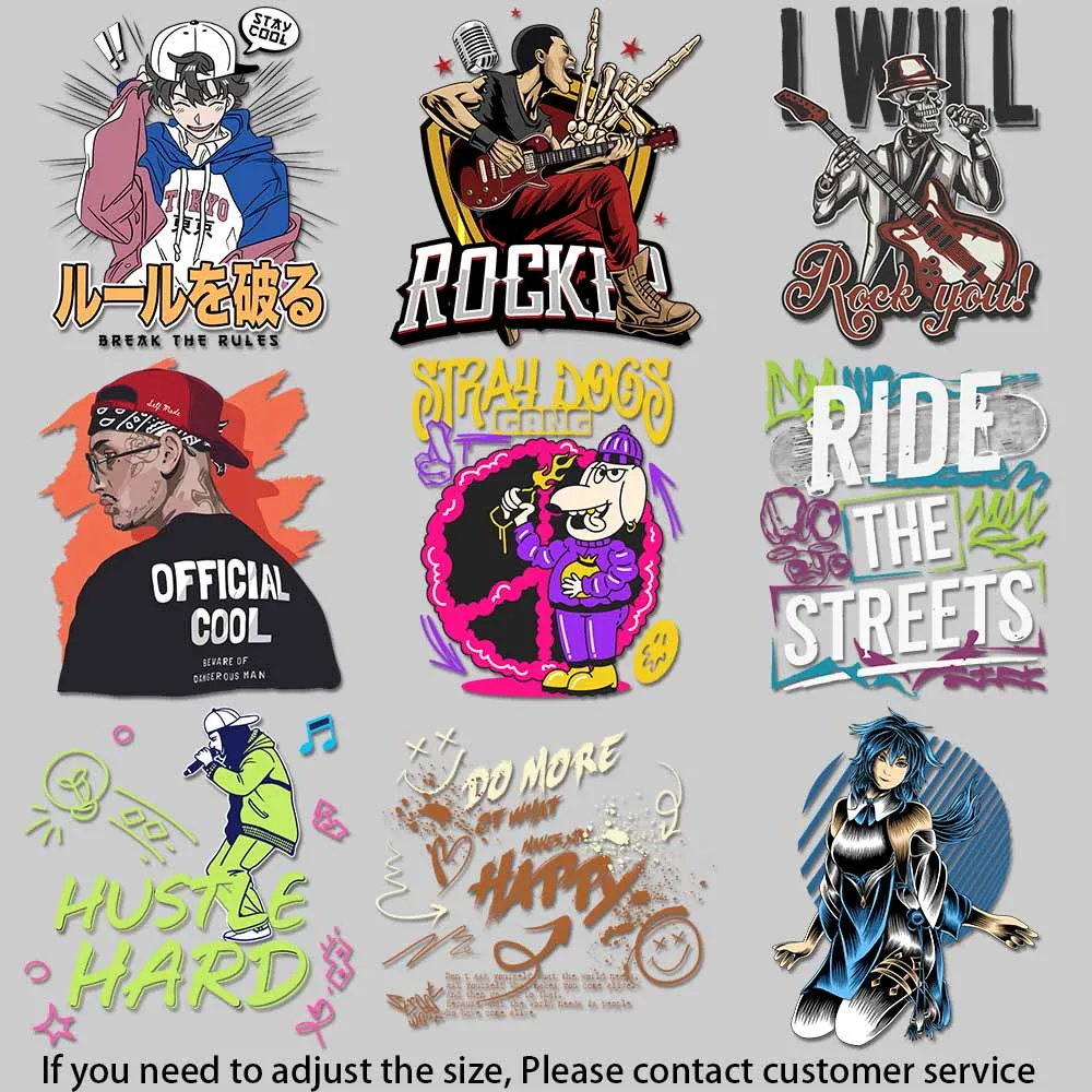Vibrant Heat Transfer DIY Decals for T-Shirts, Bags & More - Hip Hop, Rock Designs, Washable & Durable