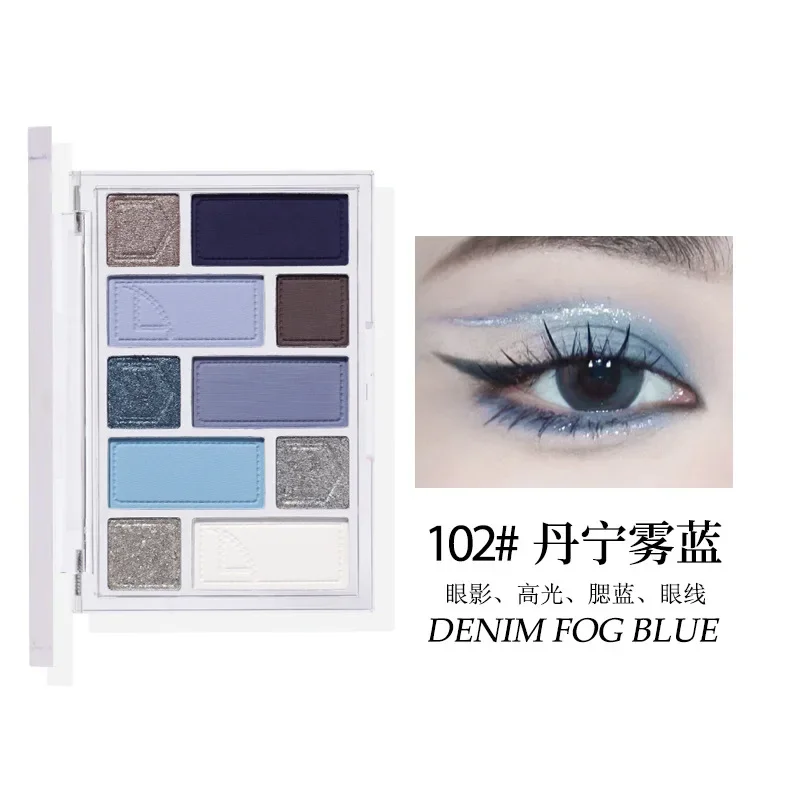 Biya 10 Farben lässig Denim Lidschatten Palette Perl glanz matt fein Glitter Highlight erröten Lidschatten All-in-One-Palette