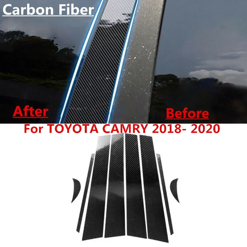 

8 шт./компл. оконная стойка из углеродного волокна, накладка на дверь для TOYOTA CAMRY 2018 2019 2020