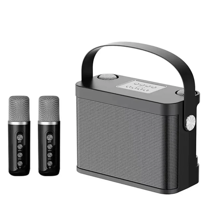 New YS-219 Karaoke Machine Mini Portable Wireless Bluetooth Speaker System with 2 Microphones All-in-One Family Ktv Speakers Set