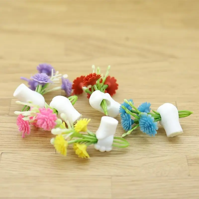 Accessoires pour maison de poupée, jouets de jeu pour enfants, 2 pièces, modèle de fleur Miniature à main, décoration murale suspendue, 1/12