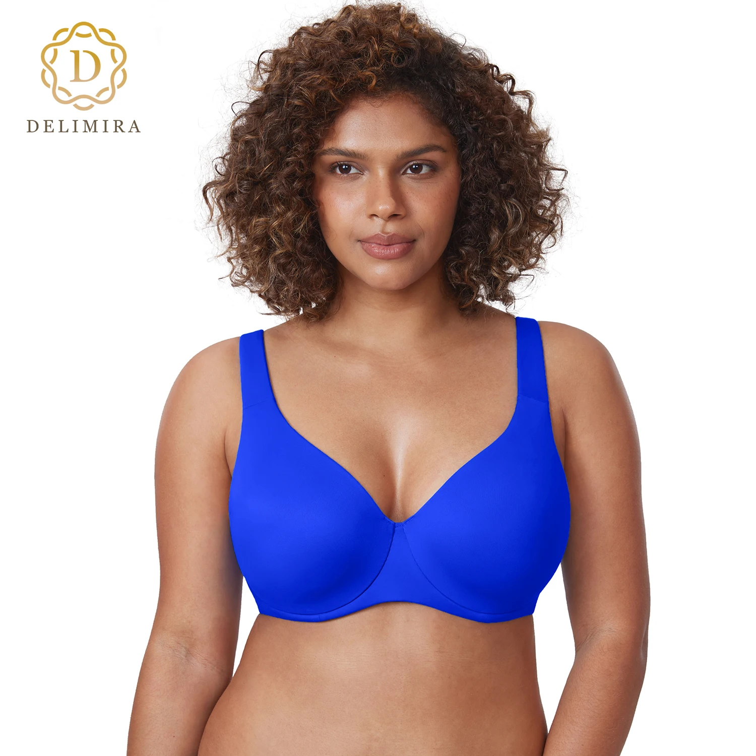 DELIMIRA Women's Plus Size Bras Minimizer Underwire Full Coverage Unlined Seamless Cup B C D DD E F G