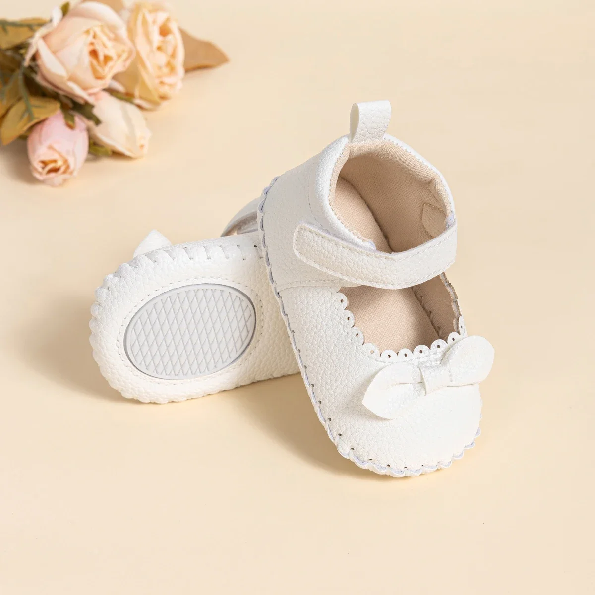 Meckior Strik Baby Meisje Schoenen Pu Lederen Waterdichte Prinses Slip Resistente Casual Schoenen Rubber Zool Schoenen Best Verkopend