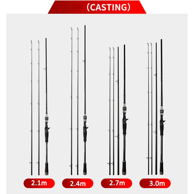 Imagem -04 - Vara de Pesca Giratória Vara de Pesca Telescópica de Fibra de Carbono com Fundição para mh 1.8m3.6m