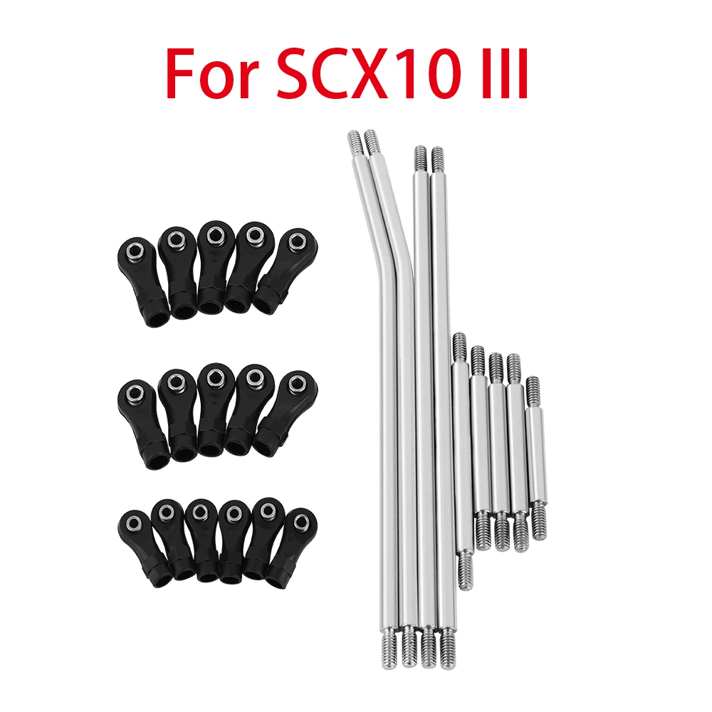 10PCS Metal Steel Body Link Rod Set LCG Chassis Links with Rod Ends For 1/10 Axial SCX10 III AXI03007 RC Crawler Upgrade Parts