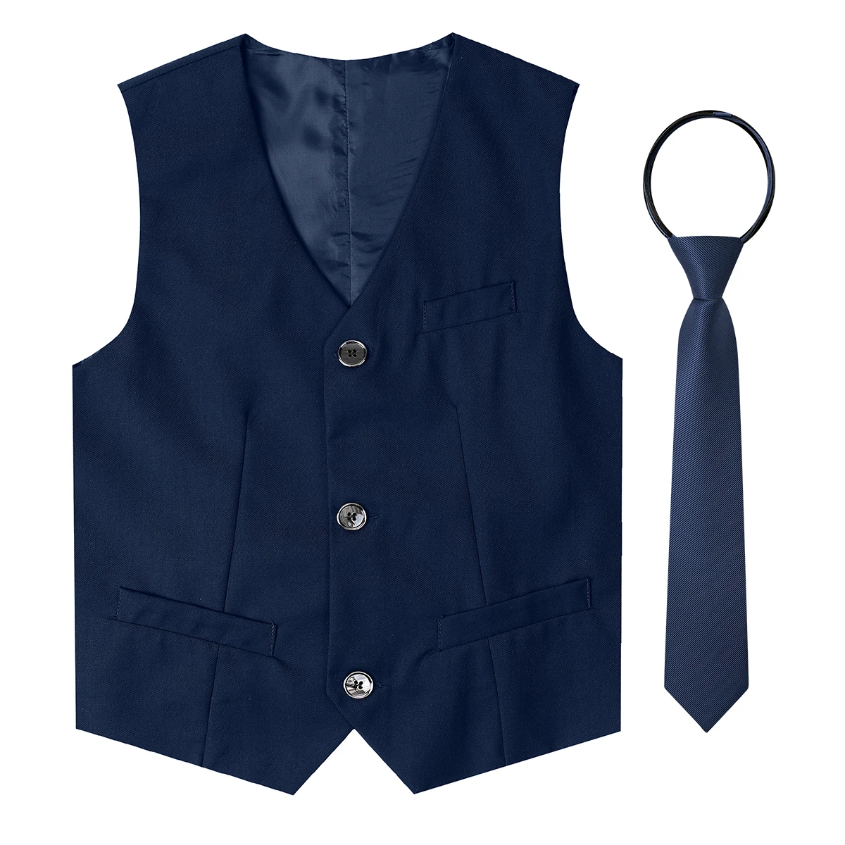 Gilet Costume Garçon 11-12 Ans Bleu - Veston Sans Manches Enfant Mariage Cérémonie Baptême