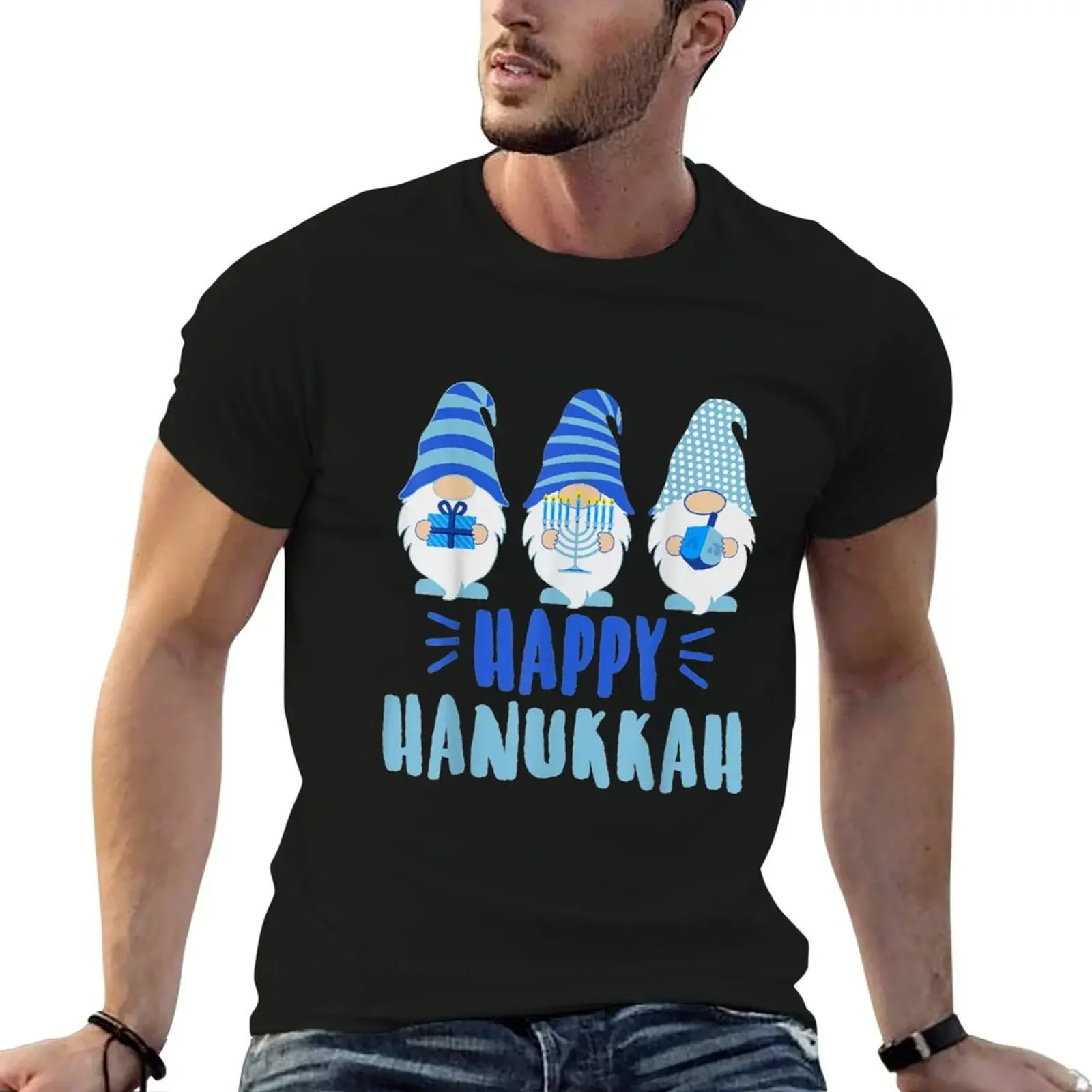 Tu Happy Hanukkah 2020 Gnome Menorah Dreidel T-Shirt graphic t shirts anime t shirts t shirt men 100℅ cotton