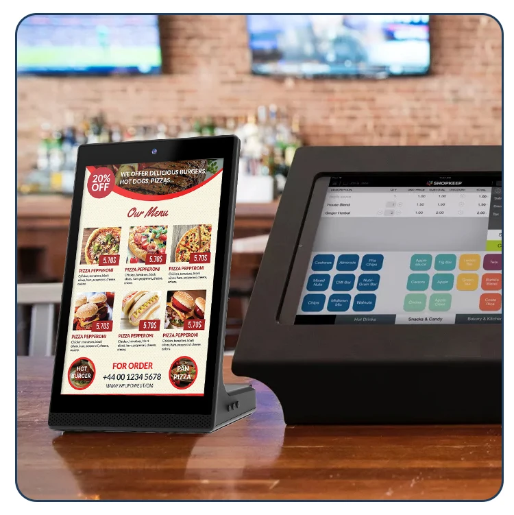 YC-L106 10.1 Inch LCD Touch Screen IP65 OEM Self Ordering Kiosk Android Tabletop POS Display with SDK for Restaurant Use