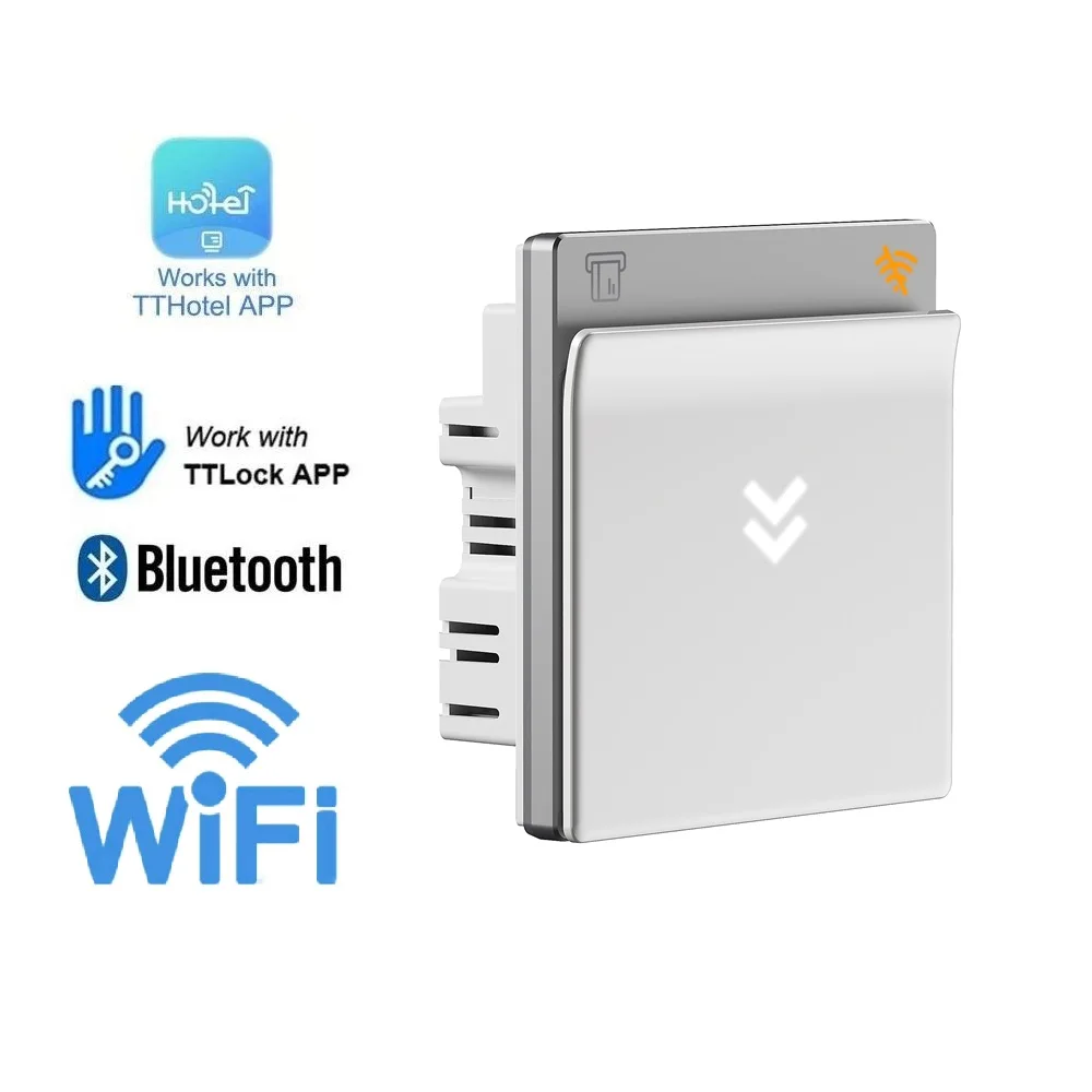 40A TTLock TThotel Hotel RFID Power Switch AC 85-265V, Energy Saving Key Card Switch Support 13.56MHz M1 RFID Card Holder