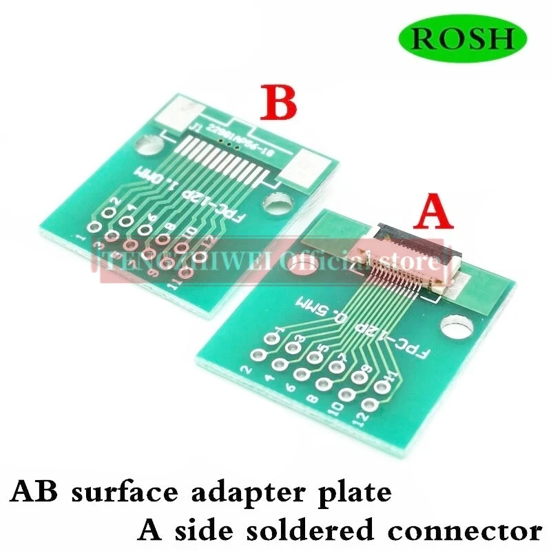 10 Stuks Ffc/Fpc Adapter Bord 0.5Mm-12P Tot 2.54Mm Gelaste 0.5Mm-12P Flip-Top Connector