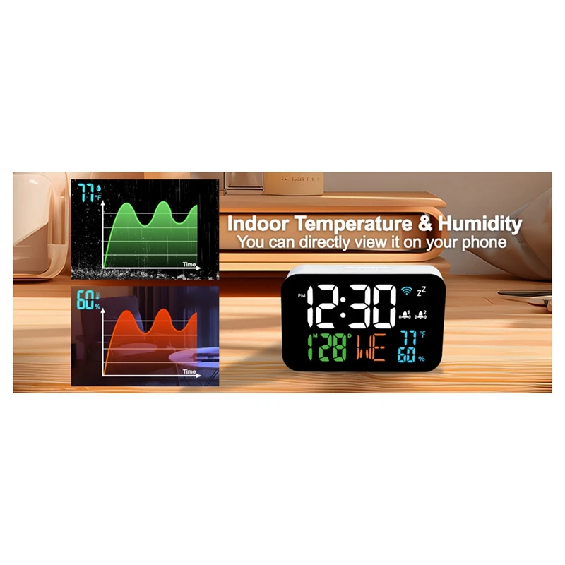 Tuya Wifi Uhr Kalender Intelligente Thermometer Hygrometer Mit Digital LED Display Unterstützung WIFI Automatische Kalibrierung