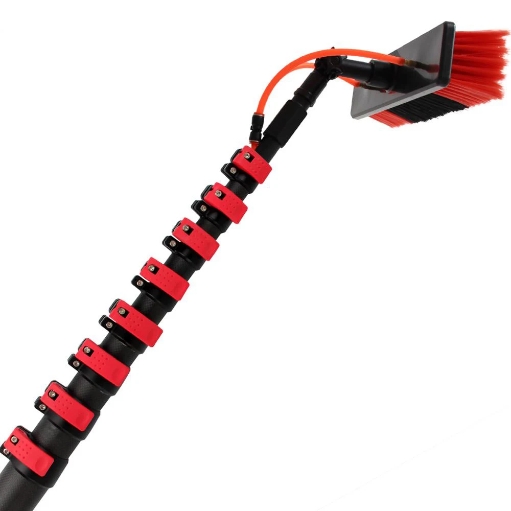 60ft Carbon Fiber Telescopic Pole Long Handle Roof Water Fed Cleaning Brush With 18m High-Rise Window Durable Metal Material