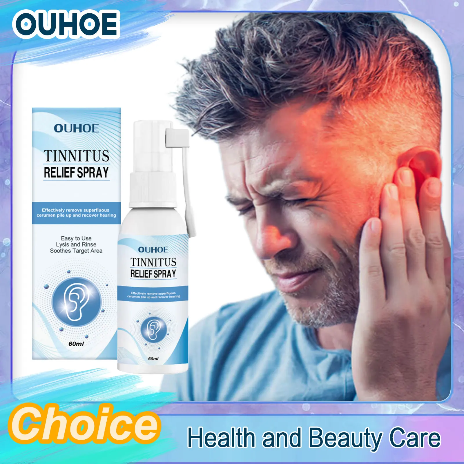 Tinnitus Treatment Spray Relieve Earache Improve Listening Cure Deafness Hearing Impairment Prevent Hearing Loss Ear Care 60ml
