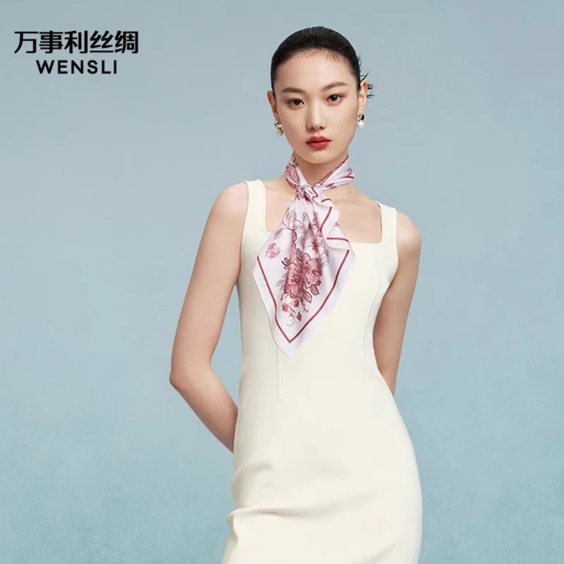 

Wensli Spring/Summer New Arrival Silk Scarf Premium Styling Outerwear Double-Sided Print 51cm Square Scarf Butterfly