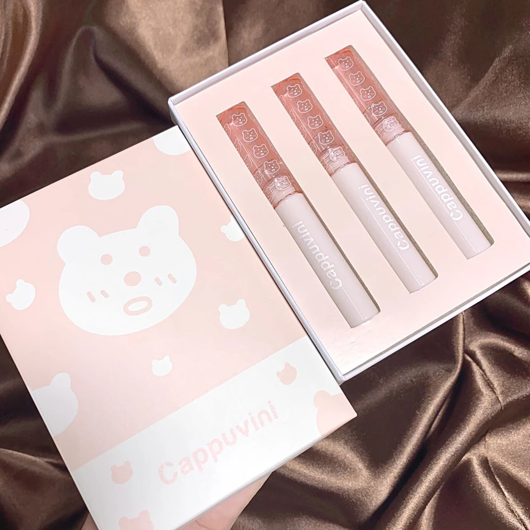 3Pcs Lipgloss ชุ่มชื่น Lip Gloss ลิปกลอสกระจกโปร่งแสงลิปสติกลิปสติก Nude Brown Clear Tint แต่งหน้า