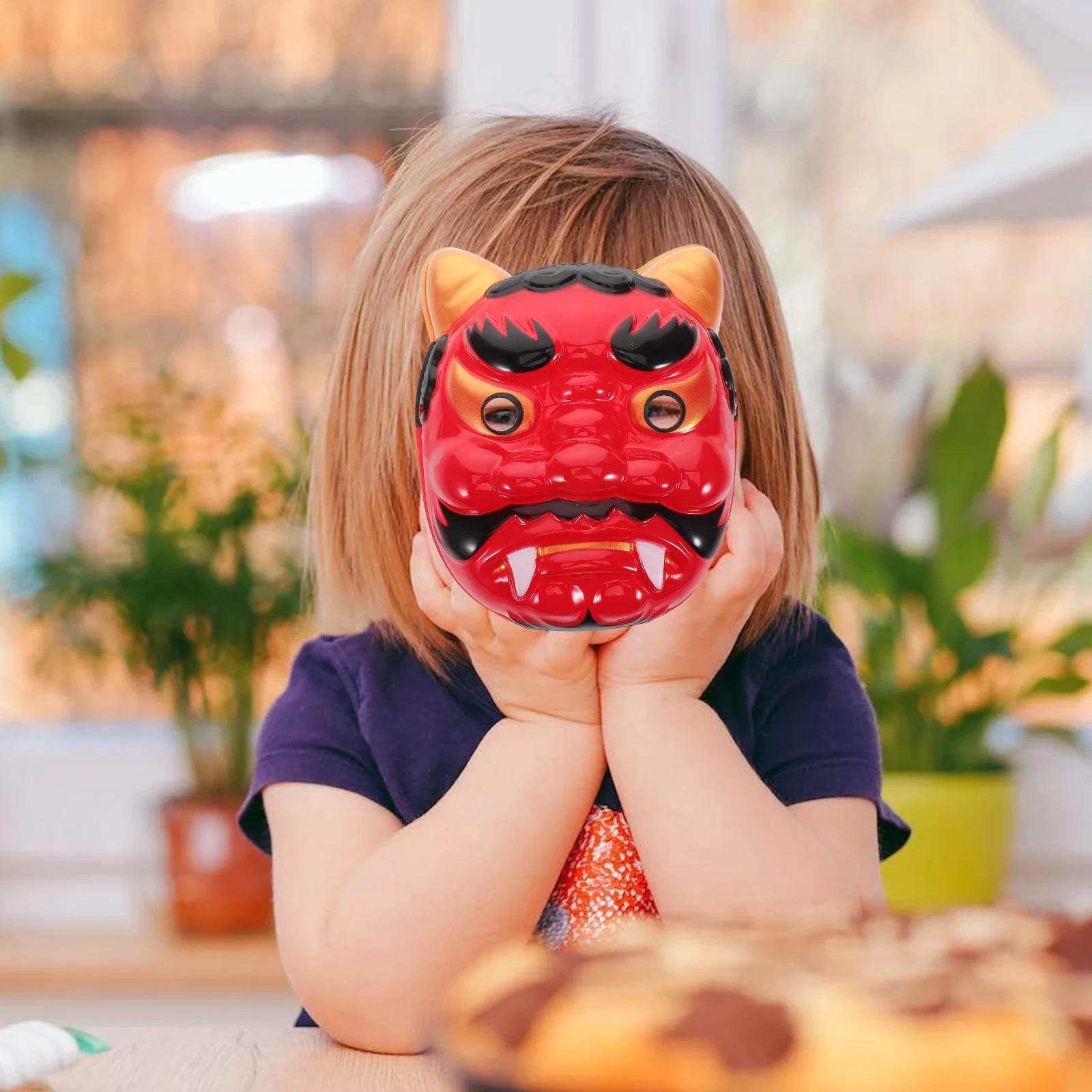

Red Ghost Mask Cosplay Funny Japanese Halloween Costume Prop Plastic Face Cover