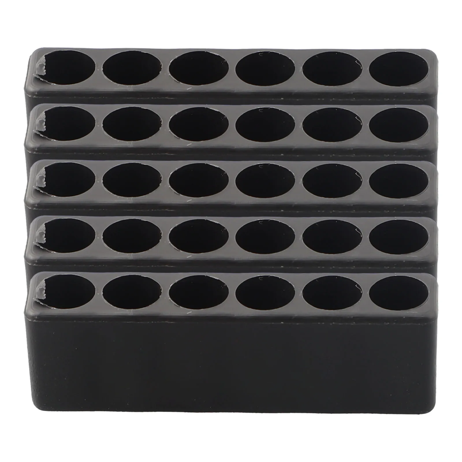 สีดําตามภาพแสดงไขควง Hex Shank Hex Tool Organizer 1 4 นิ้ว Hex Clutter-ฟรี 6 การออกแบบรู