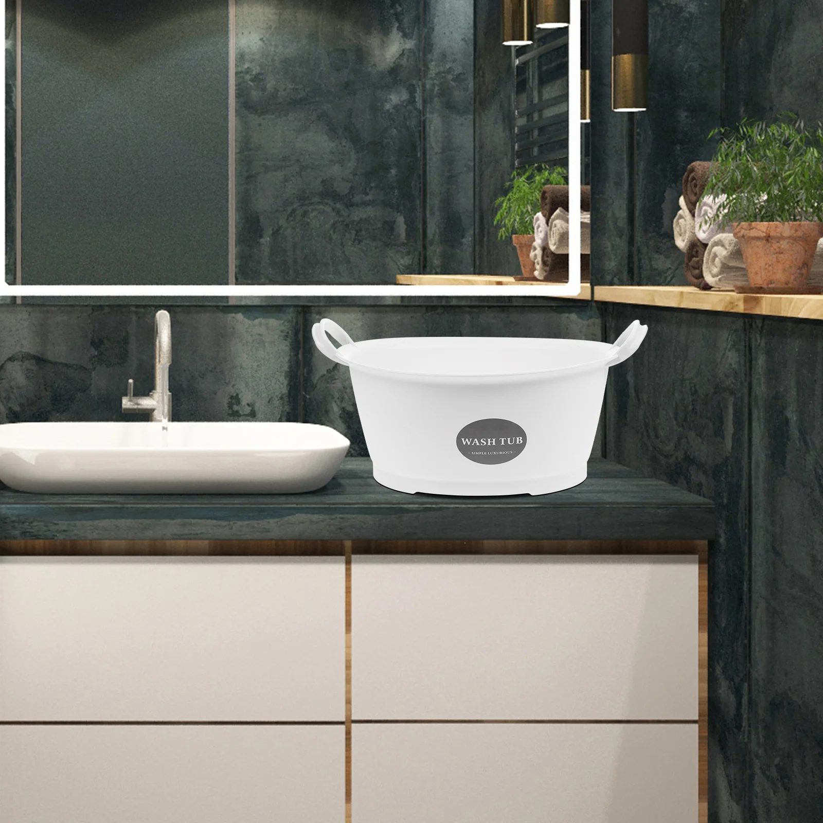 Binaurales Haushaltswaschbecken aus Kunststoff, weiß, sicher, langlebig, umweltfreundlich, rutschfestes Design, einfaches Ausgießen, Gesichtswaschen