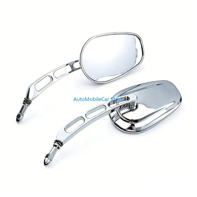 G8TE Pair Of 8mm Polished Motorcycle Mirrors With Bent Glass For traveling Bikes