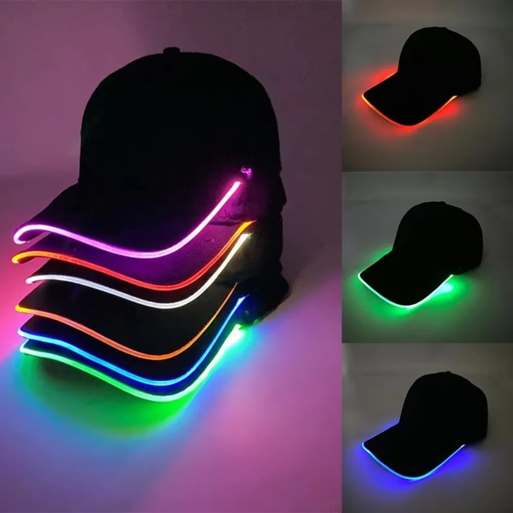 Adjustable LED Light up Baseball Hat Sun Protection Costumes Accessory Glowing Light Cap Three Gears Flashing Glow Hat