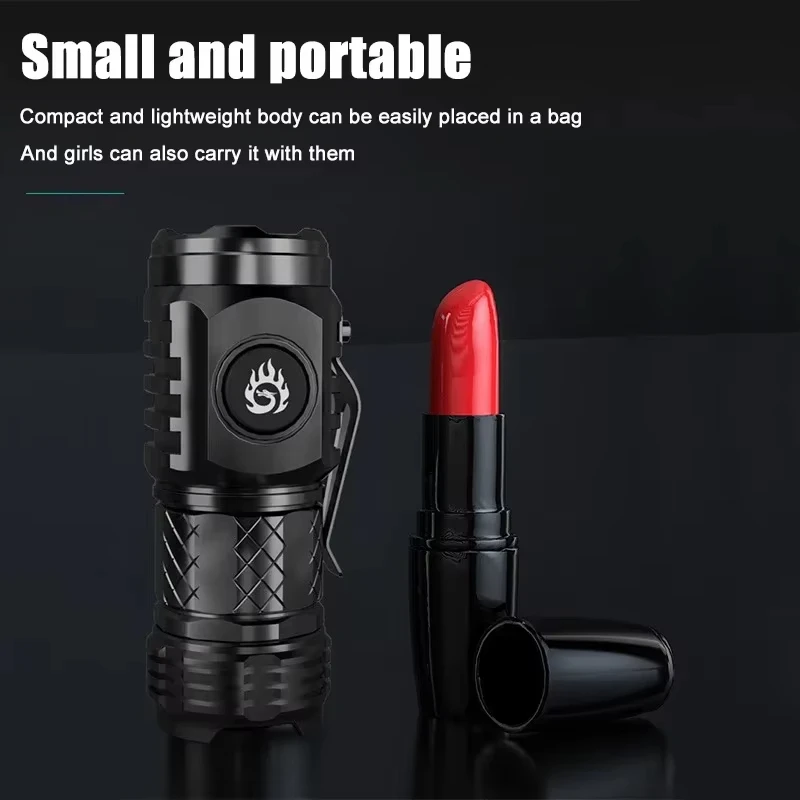 Powerful 3 LED Flashlight Portable Mini Flash Torch USB Rechargeable Emergency Spotlight with Pen Clip Super Bright Flashlight