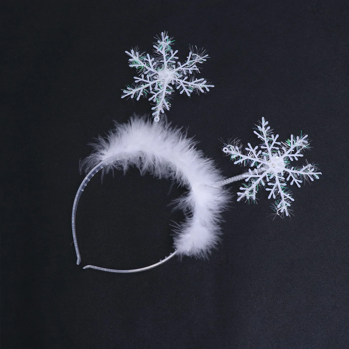 

2 Pcs Santa Decor Snowflakes Hair Band Car Feather Headdress Christmas Hoop Bride White