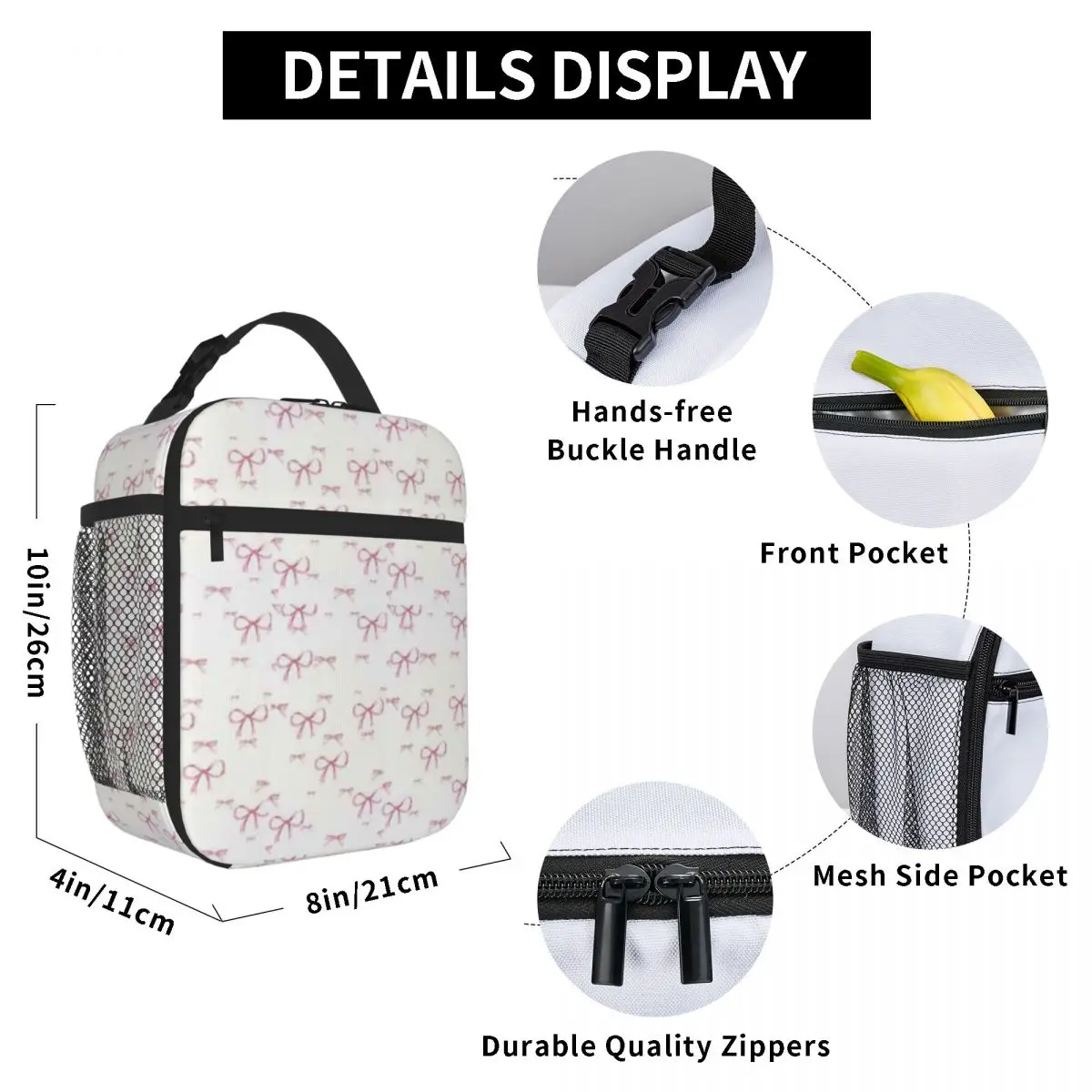 Bestselling Girlie Bow Design Space Print Snack Bag Field Work Meal Travel Lunch Bag