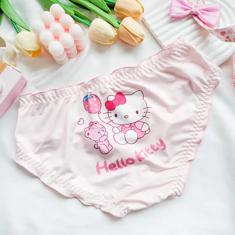 Hello Kitty Cute Kawaii Sanrio Peripheral Cartoon Cute Sexy Lace Panties Creative Sexy Y2K Low-Waist Briefs Bikini Girls Gift